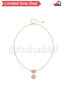 🎄 Gold Ball Chain Necklace Pink Lollipop Pendant Christmas Jewelry Gift